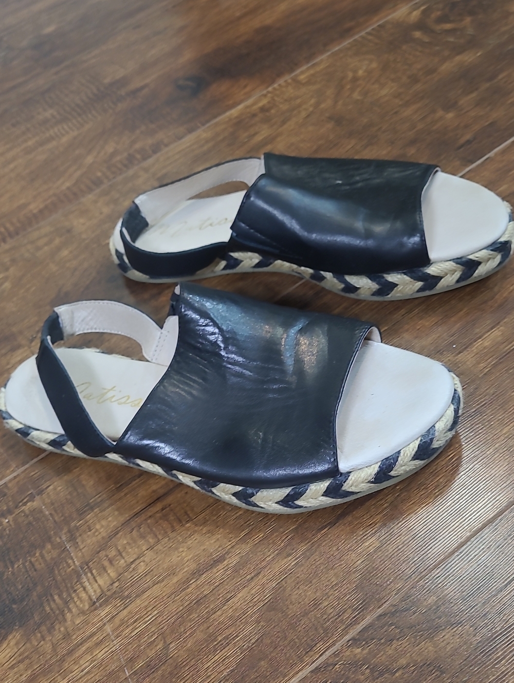Matisse Black Leather Espadrille Slingback Sandals Leather Soft Light Size 7